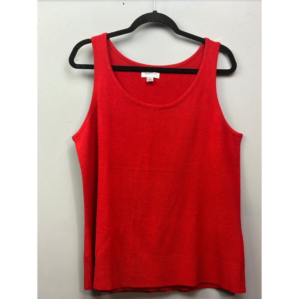 Avenue Sleeveless Knit Tank Top Womens Plus Size 18/20 Red Sweater Layering Soft